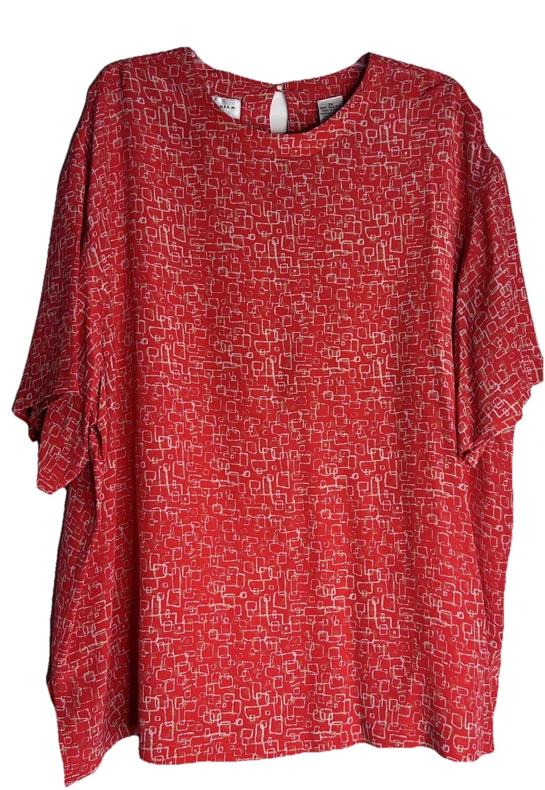 August Silk Basic Top Shell Abstract Printed Blou… - image 5