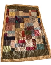 Patchwork Quilt Crib Blanket Textile Lap Cozy Throw 58X38" Handmade READ