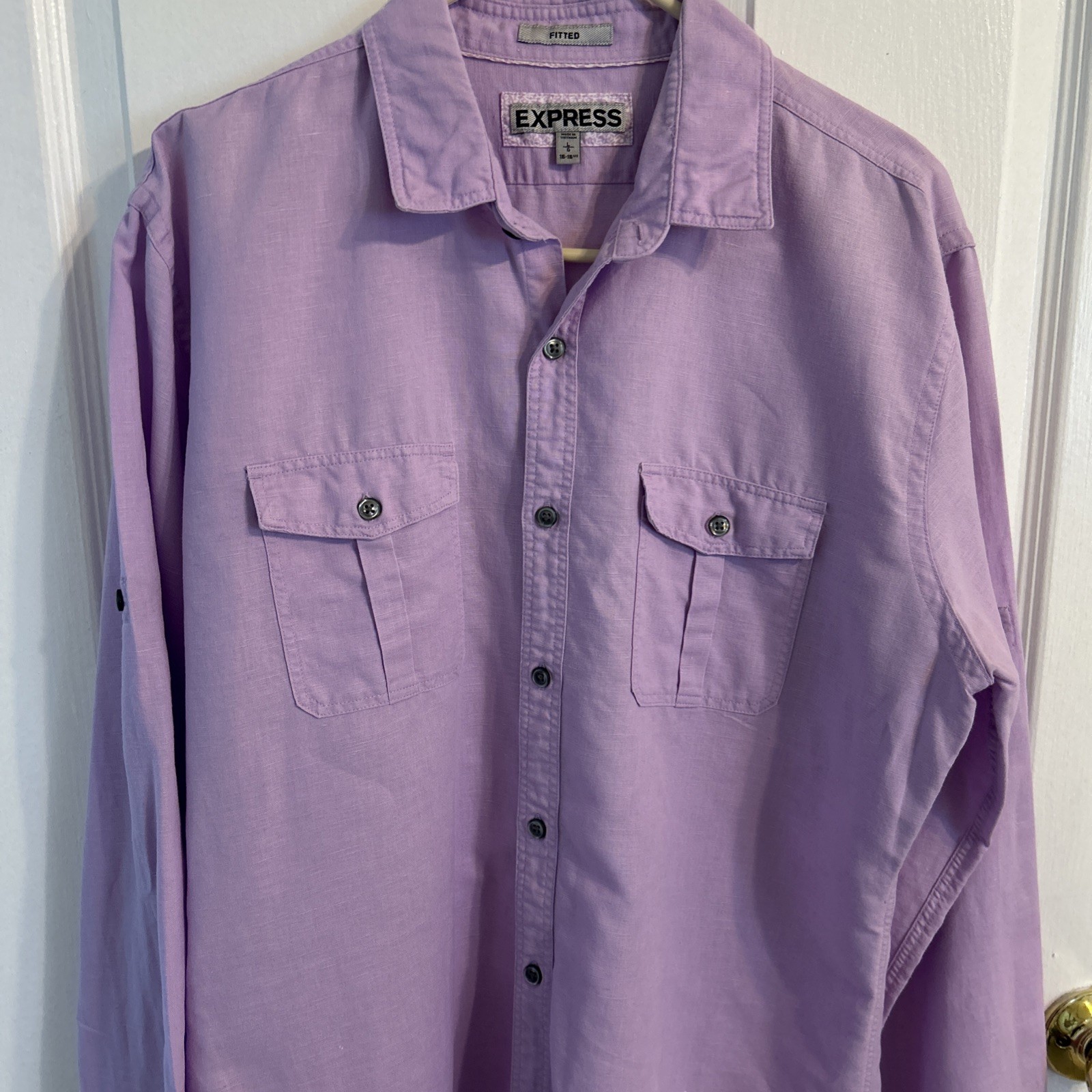 2 EXPRESS Fitted Button Down Collared Dress Shirt… - image 3