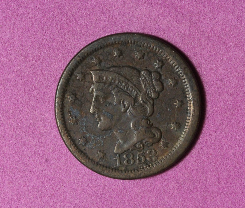 1853- Large Cent Coronet Head One Cent #P35451