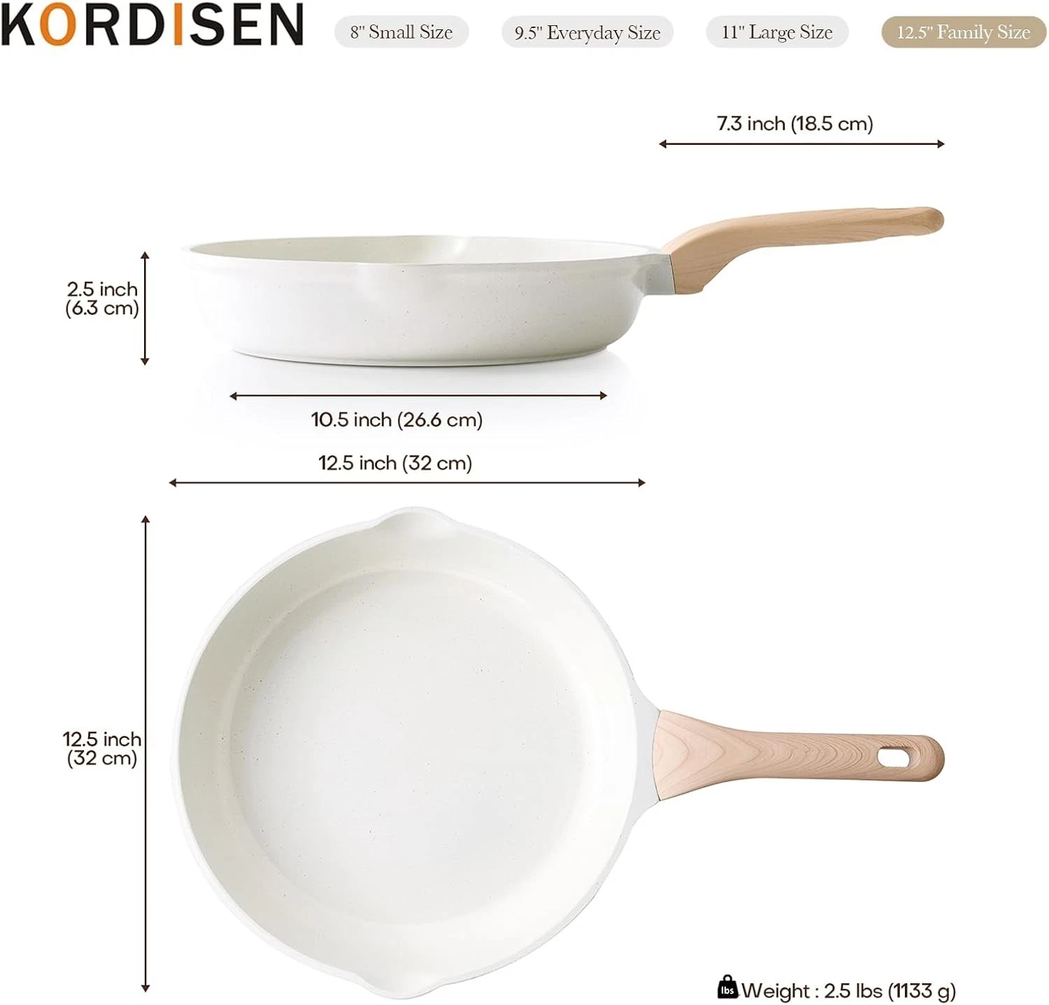 Kordisen Ceramic Non-stick Frying Pan Skillet 32 cm Induction Ceramic Pan