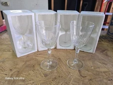 Vintage Luminarc Cut Crystal D'Arques Wine Goblet Glasses Set Of 6 NEW 