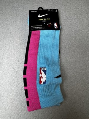 Nike Miami Heat 2019/20 City Edition Elite Crew Socks Blue NBA Size L 8 12 NEW