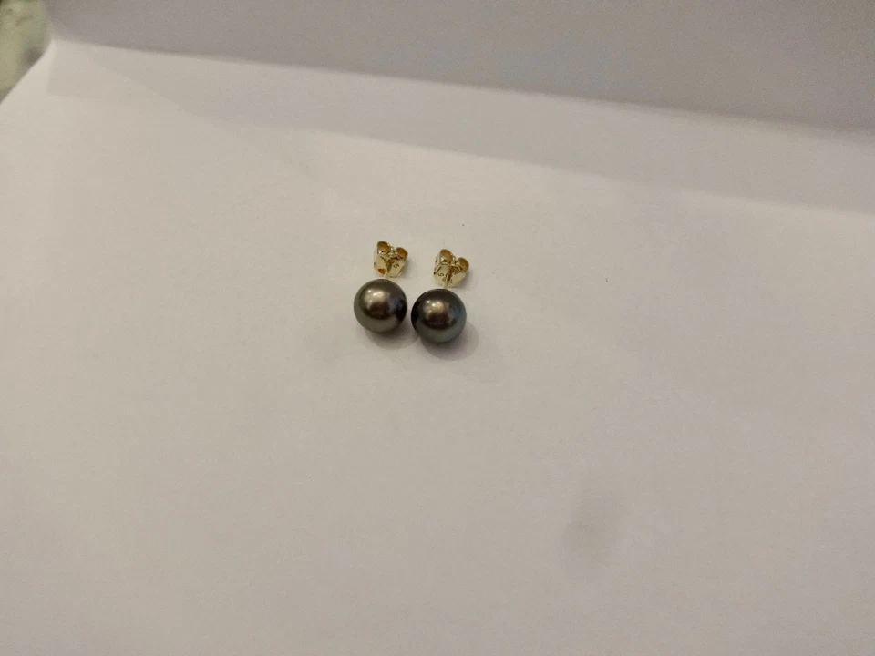 Ohrstecker 8,8 mm Tahitiperlen, hervorragendes Lüster,  aus eigener Werkstatt . - Bild 3 von 3