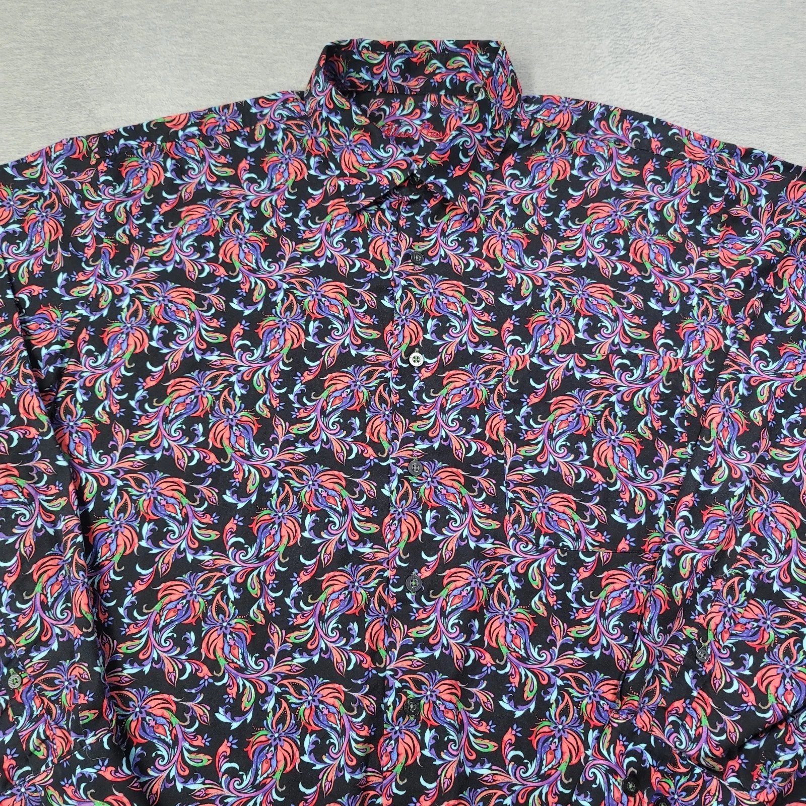 Alan Flusser Shirt Mens XL Multicolor Floral Button Up Classic Designer Colorful