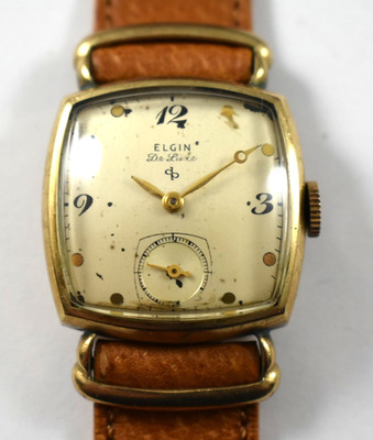 Vintage Elgin De Luxe Fancy Lug 10KGF Case Manual Wind 17J 555 Watch Runs lot.wm