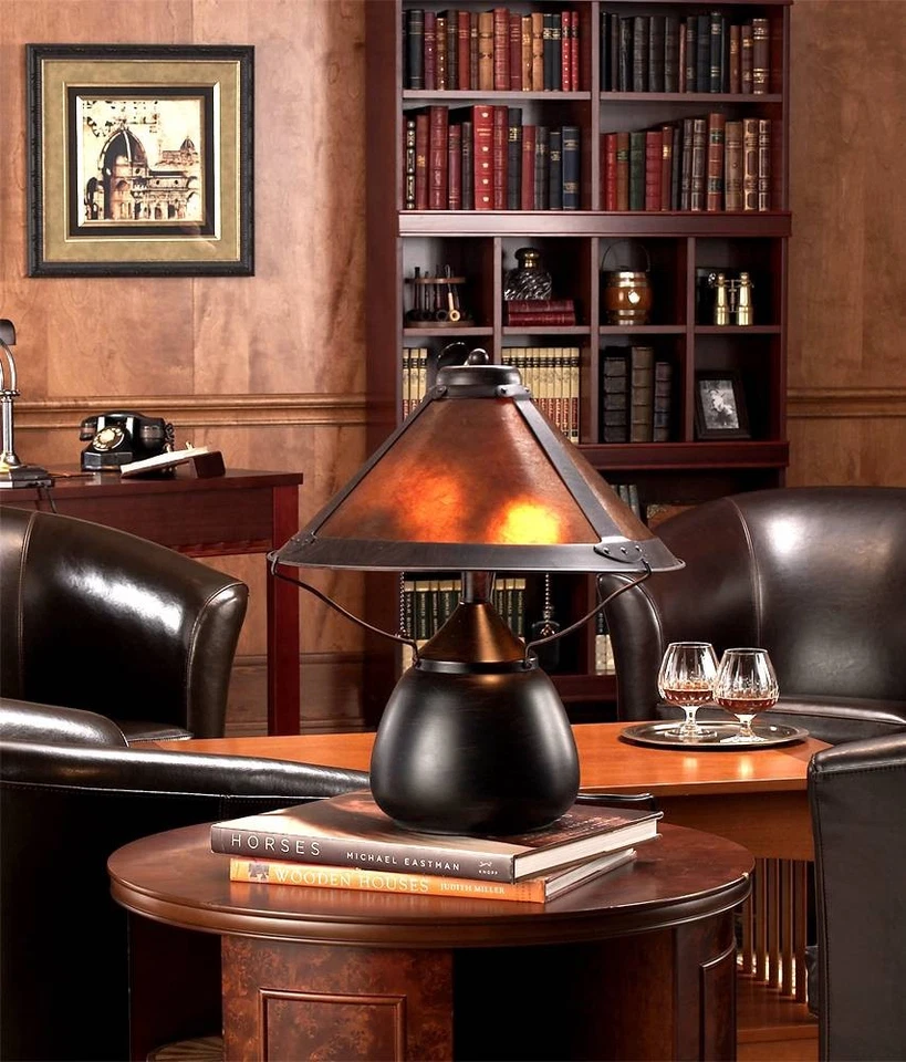 Lámpara de mesa Mission-Style 17" de alto acento de mica Foto 2 de 2