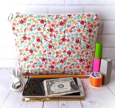 Knit Crochet Needle Case Project Notions Pouch Makeup Bag Travel Floral Gift