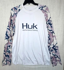 Huk Men's Performance Fishing Long Sleeve Shirt Athletic Blue/purple Camo Size L