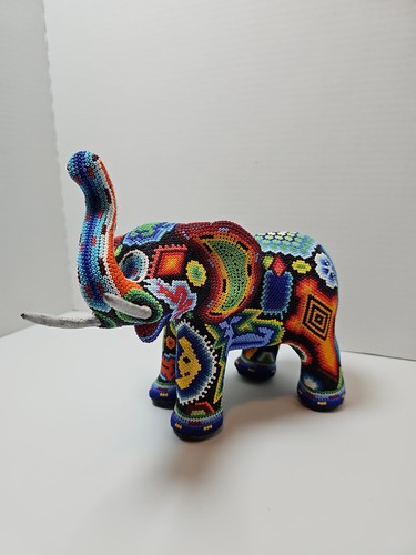 Huichol Beaded Elephant Sculpture