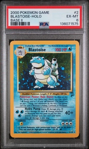 Blastoise 2/130 Holo Base 2 Pokemon Game WOTC PSA 6