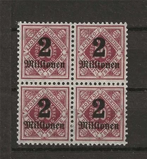 Germany 1923 ? Saar ? Sc# ? porto revenue ? 2 millions inflation block 4 MNH