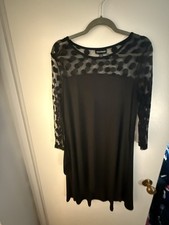Cocktail Dress Nina Leonard Size M Black Lacy Fit And Flare / Swing Dress