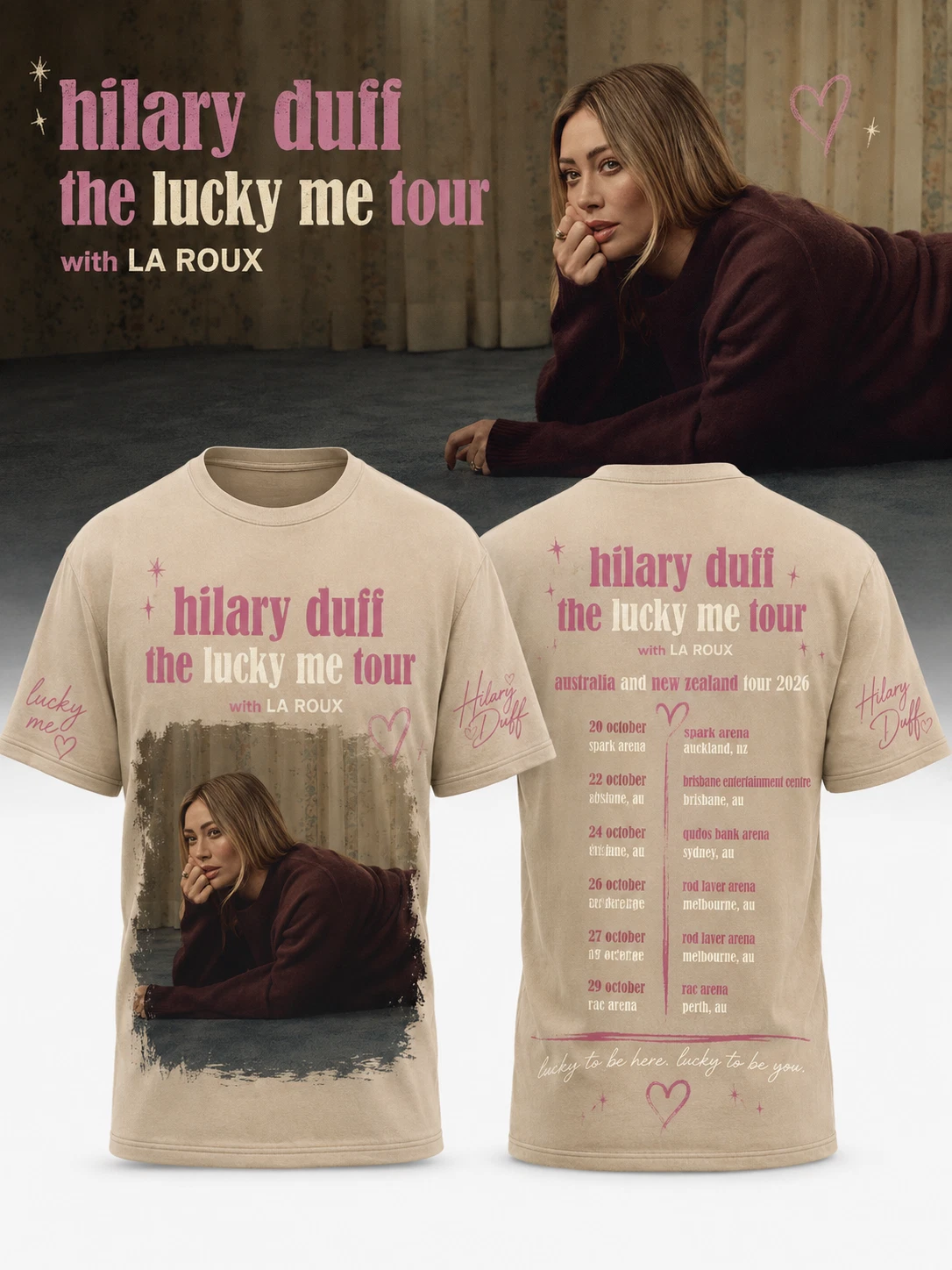 Hilary Duff Details Lucky Me Tour 2026-2027 3D T-shirt
