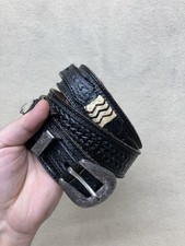 Vintage Tooled Leather Tony Lama Belt Ranger Buckle Basketweave 34
