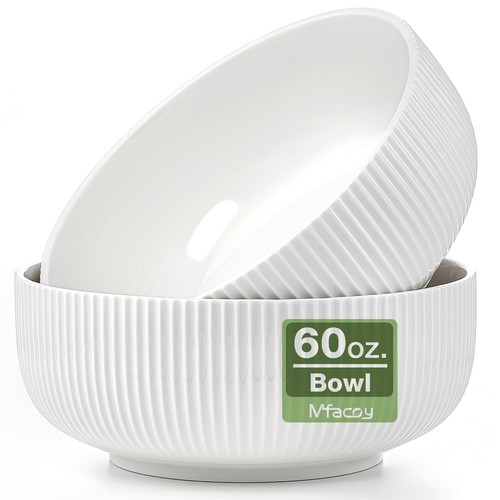 2 Pack Salad Bowl, 8 inch 60 oz Large Serving Bowl Set, Deep Bowl for Kitchen...