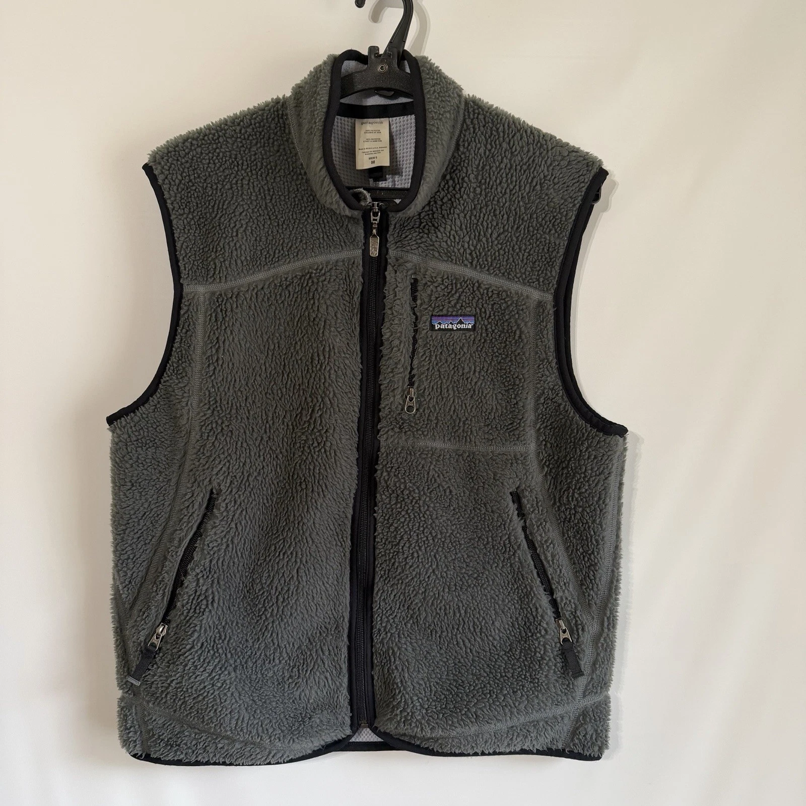 Patagonia Classic Retro-X Deep Pile Vest Gray Mens Medium Sherpa Fleece Outdoors
