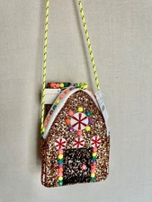 Crewcuts Gingerbread House Sparkly Girl’s Purse in brown with colorful accents 