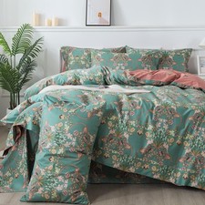 Duvet Cover Set Floral Bedding Button Closure Full Premium 100 Cotton 600 TC