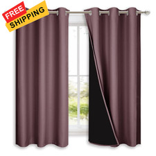 NICETOWN 100 Blackout Short Curtains with 37"W x 50"L Pack of 2 , Dry Rose