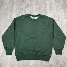 J.CREW VINTAGE FLEECE CREWNECK PULLOVER SWEATSHIRT GARMENT DYED GREEN L V-STITCH