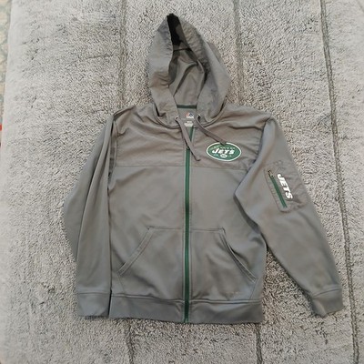 Majestic New York Jets Hoodie Men's Small Full Zip Sweater Gray NFL Football NY