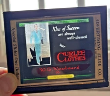 WG Woodward Curlee Clothes Vintage Glass Advertising Slide