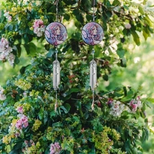 2-PC Gift Set 21" Long Fairy Silhouette Scene Wind Chime Ornament Garden Decor
