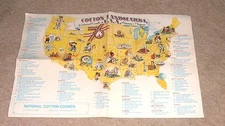 VINTAGE COTTON LANDMARKS HISTORICAL EVENTS MAP