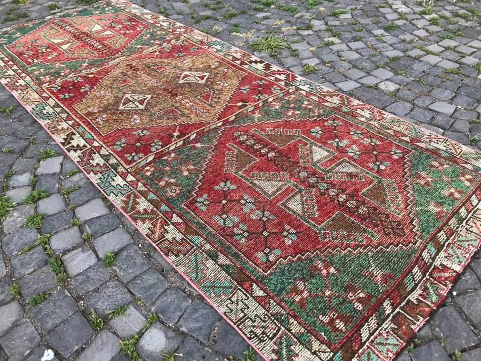 Alfombra antigua turca alfombra bohemia alfombra Oushak alfombra vintage alfombra de lana hecha a mano Foto 2 de 4