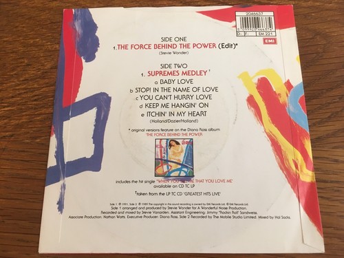 Diana Ross "The Force Behind The Power & Supremes Medley" 7" EMI Single EX CON - Bild 2 von 4
