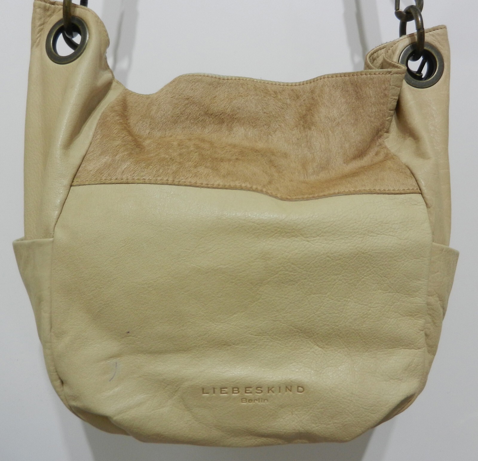 PONY Borsa a tracolla Liebeskind Berlin crema 2 manici intrecciati in pelle cinghie rimovibili