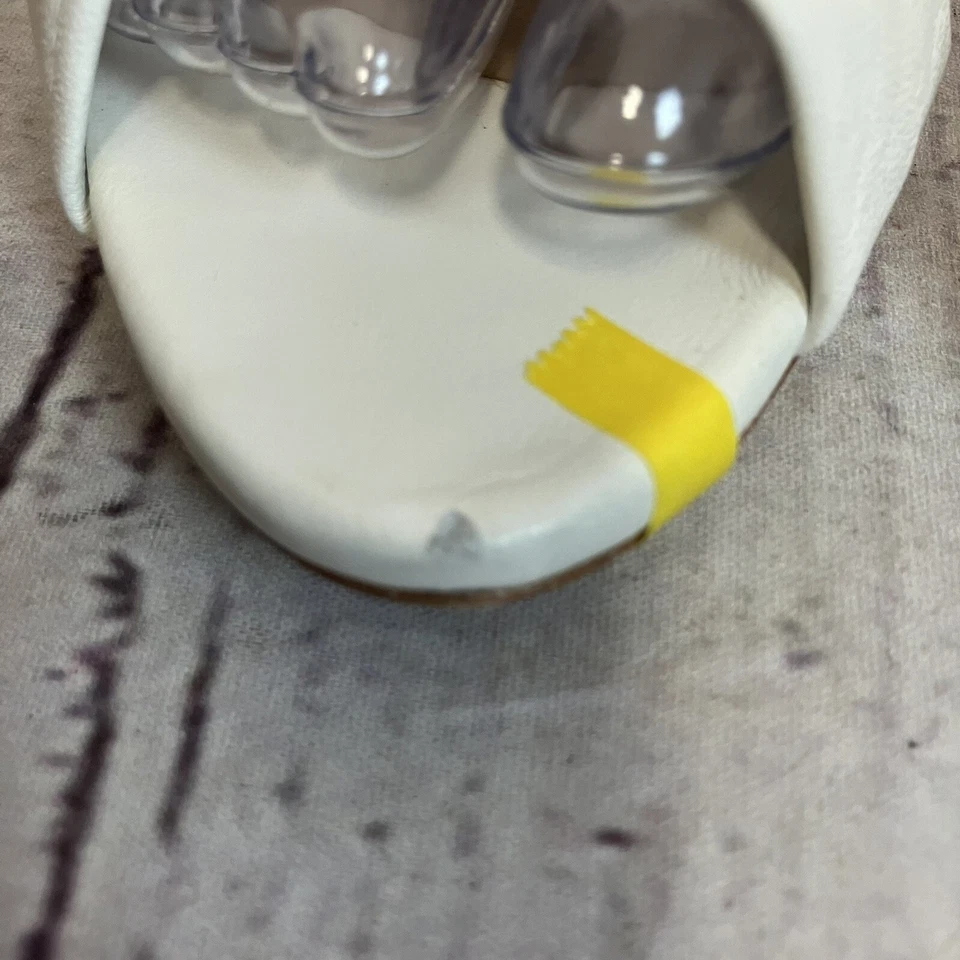 Sandalias Veronica Barba Mujer 6 Blanco Serafina Deslizable Cuero Nudo Superior Foto 3 de 4