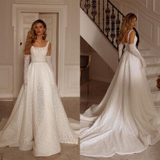 Elegant Wedding Dress Lace A Line Sleeveless Straps Strappy Square Neck