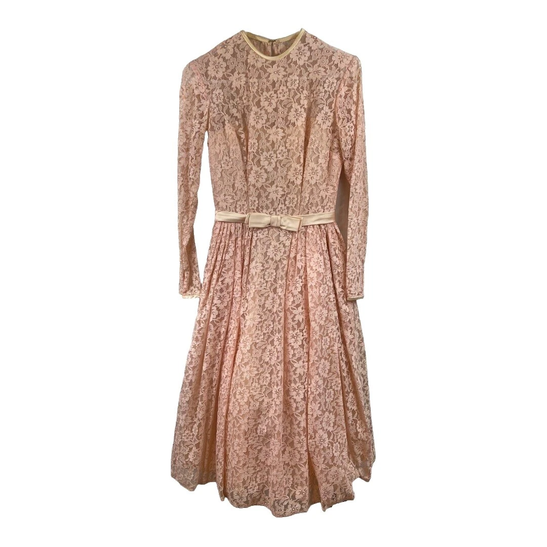 chinese dress ladies Green Peter Pan Long Sleeve Vintage 1950s Swing Dress, Green / S main image 1