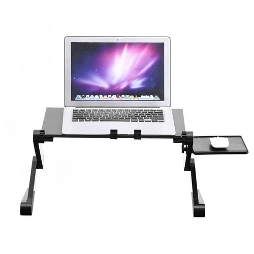 Adjustable laptop desk with cooling fan, mouse board, black. - Picture 9 of 9