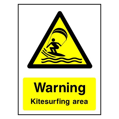 Warnung Kitesurfbereich Schild oder Aufkleber | WATE0037