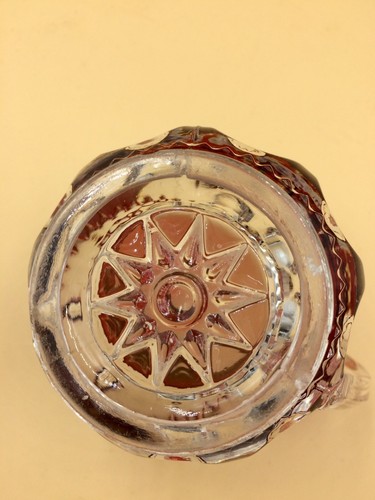 Ruby Stained EAPG Pattern Glass Creamer or Small Pitcher Kingston 1893,Bulls eye - Picture 10 of 10