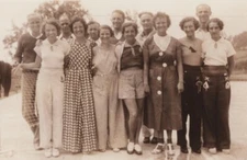 1930s Group Portrait Tennis Court Summer Fashion Smiling Friends Outdoors