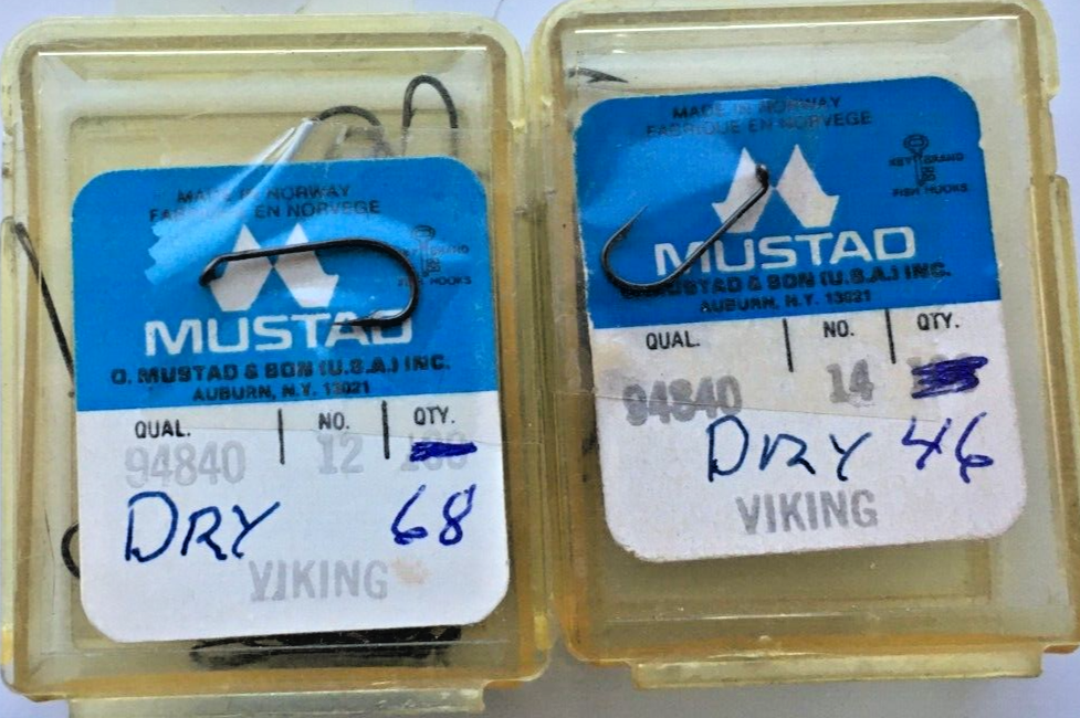 114 Pcs. Mustad 94840 Size 12 & 14 Viking Dry Fly Tying Hooks Materials
