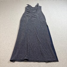 Free People Dress Woman Medium Blue Maxi Glitter Shimmer Side Slit Formal Party