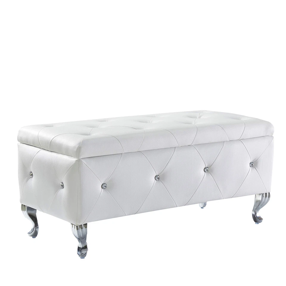 Upholstered Storage Bench Entryway Storage Ottoman End Of Bed Footrest - Image 3 of 4