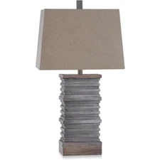 Stylecraft Home Collection Casual Stacked Plate Design Table Lamp - Slate &