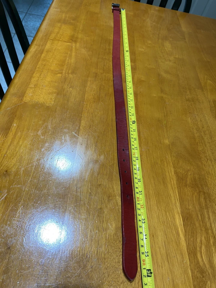 Antigo Raro Ralph Lauren RL Cinto de Couro Esportivo Feminino Tamanho 28-31 Oxblood Vermelho/Prata B - Imagem 3 de 4