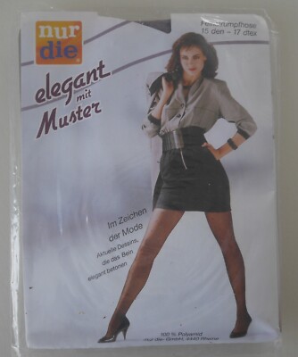 NEW & ORIGINAL PACKAGING: ONLY THE VINTAGE FINE TIGHTS ELEGANT with pattern! Size 40-44! silver