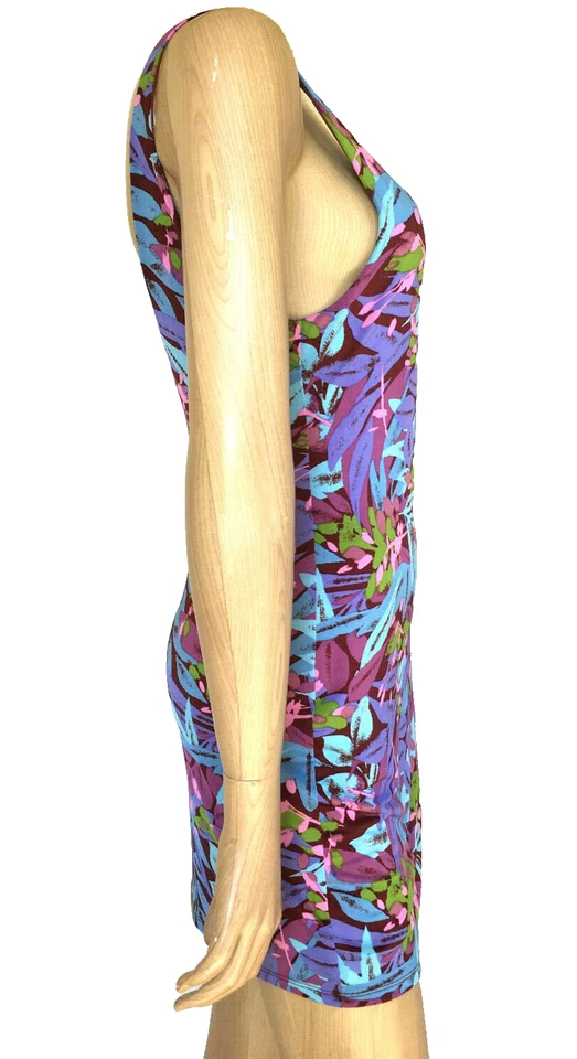 Vestido sin mangas corto ceñido al cuerpo azul floral de cóctel talla M Foto 3 de 4