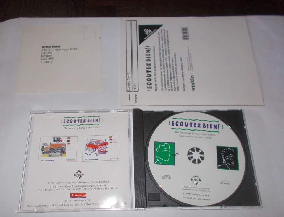 ECOUTEZ BIEN 1 CORSO DI FRANCESE PRINCIPIANTI CD-ROM PC E MAC 1995 EUROTALK - Immagine 2 di 4