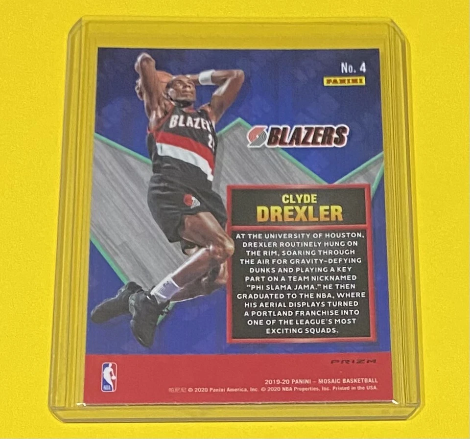 2019-20 Panini Mosaic Clyde Drexler Jam Masters GREEN MOSAIC PRIZM Blazers #4 SP - Image 2 of 2