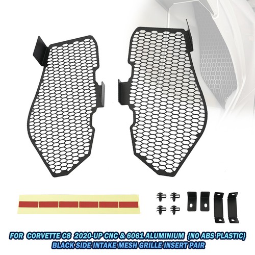 Black Aluminum Side Intake Mesh Grille Insert Guard For Corvette C8 2020-2024 – Filler Screen Set (Left & Right)