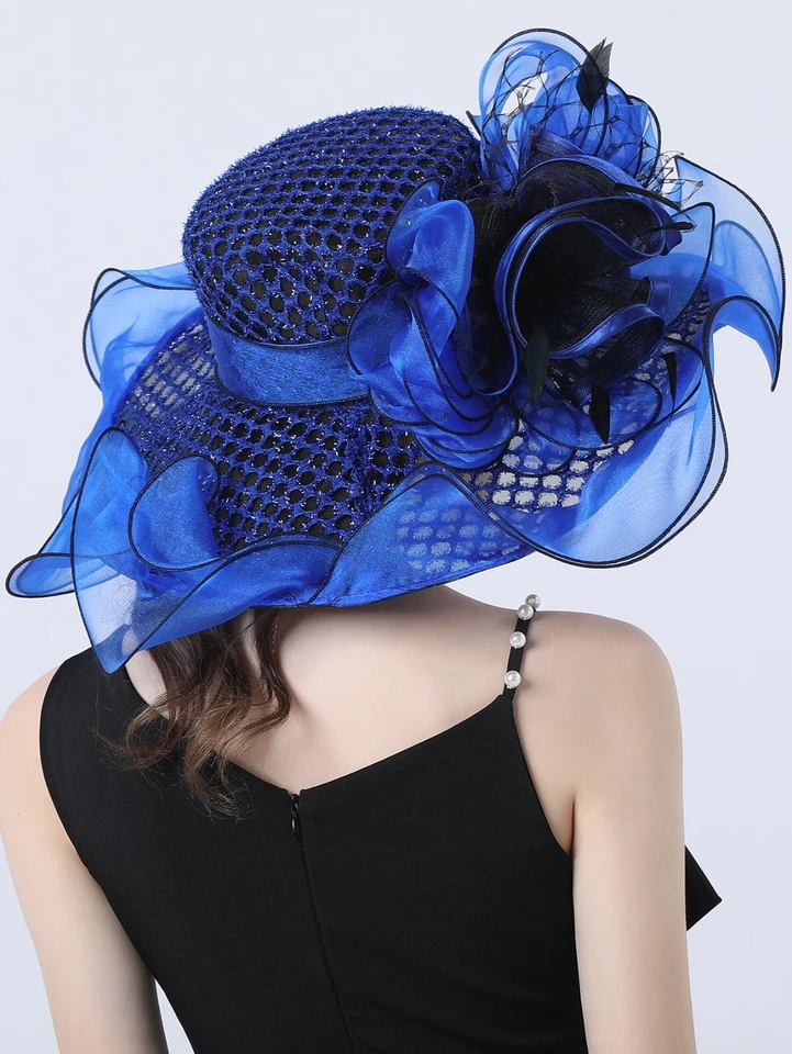 Sombrero Fascinator RoyalBlue Kentucky Derby para Mujer Cóctel Fiesta del Té Iglesia Sombreros Foto 2 de 4